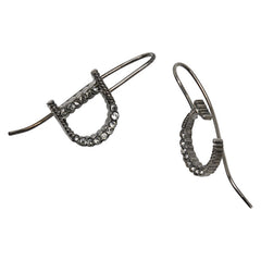 ディオール CDロゴ ラインストーン ピアス ブラック メタル レディース Dior 【中古】