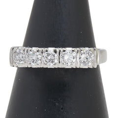 Pt900 プラチナ ダイヤ0.53ct 一文字 リング 指輪 レディース 10号 【中古】