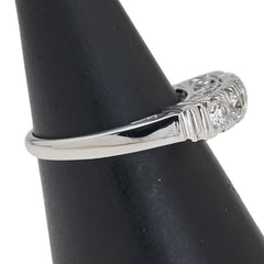 Pt900 プラチナ ダイヤ0.53ct 一文字 リング 指輪 レディース 10号 【中古】