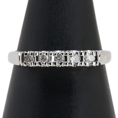 Pt900 プラチナ ダイヤ0.10ct 一文字 リング 指輪 レディース 9号 【中古】
