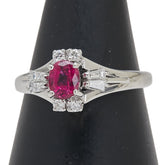 Pt900 プラチナ ルビー0.52ct ダイヤ0.17ct リング 指輪 レディース 9号 【中古】
