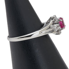 Pt900 プラチナ ルビー0.52ct ダイヤ0.17ct リング 指輪 レディース 9号 【中古】