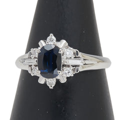 Pt900 プラチナ サファイア0.85ct ダイヤ0.24ct リング 指輪 レディース 12.5号 【中古】