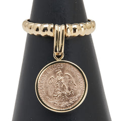 K21.6 ゴールド K18YG イエローゴールド メキシコ2ペソ金貨 リング 指輪 レディース 11.5号 【中古】