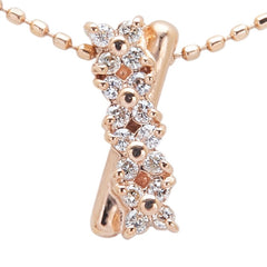 K10PG ピンクゴールド ダイヤ0.10ct ネックレス レディース 【中古】