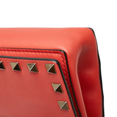 ヴァレンティノ スタッズ チェーン ショルダーバッグ オレンジ系 レザー レディース VALENTINO 【中古】