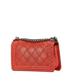 シャネル ココマーク ボーイシャネル25 斜め掛け チェーン ショルダーバッグ オレンジ キャビアスキン レディース CHANEL 【中古】