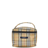 バーバリー ノバチェック ポーチ バニティバッグ ベージュ ブラック ナイロン レディース BURBERRY 【中古】