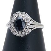 シルバー ブルー Pt900 プラチナ サファイア1.00ct ダイヤ0.17ct リング 指輪 レディース 13号 【中古】