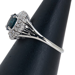 シルバー ブルー Pt900 プラチナ サファイア1.00ct ダイヤ0.17ct リング 指輪 レディース 13号 【中古】