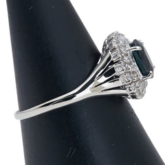 シルバー ブルー Pt900 プラチナ サファイア1.00ct ダイヤ0.17ct リング 指輪 レディース 13号 【中古】