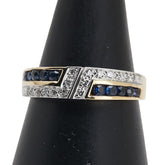 K18YG イエローゴールド Pt900 プラチナ コンビ サファイア0.37ct ダイヤ0.14ct リング 指輪 レディース 12.5号 【中古】