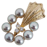 K18YG イエローゴールド アコヤパール4mm ダイヤ0.07ct ペンダントトップ レディース 【中古】