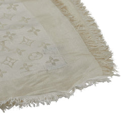 ルイ ヴィトン モノグラム シャイン ショール M74026 ブロン ホワイト シルク レーヨン ウール レディース LOUIS VUITTON 【中古】