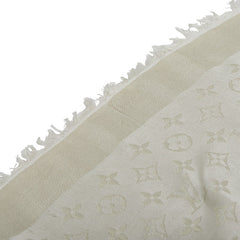 ルイ ヴィトン モノグラム シャイン ショール M74026 ブロン ホワイト シルク レーヨン ウール レディース LOUIS VUITTON 【中古】