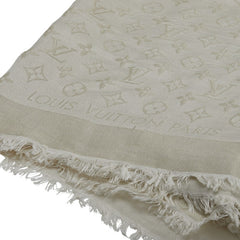 ルイ ヴィトン モノグラム シャイン ショール M74026 ブロン ホワイト シルク レーヨン ウール レディース LOUIS VUITTON 【中古】