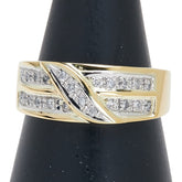 K18YG イエローゴールド Pt900 プラチナ コンビ ダイヤ0.20ct リング 指輪 レディース 13号 【中古】