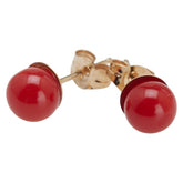 K14YG イエローゴールド 赤サンゴ5.5mm ピアス レディース 【中古】