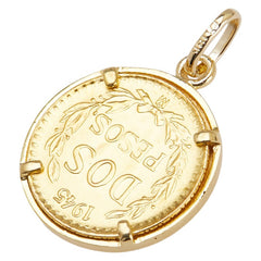 K18YG イエローゴールド メキシコ 金貨 コイン ペンダントトップ レディース 【中古】