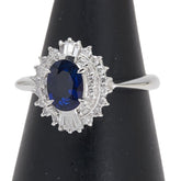 Pt900 プラチナ サファイア0.90ct ダイヤ0.35ct リング 指輪 レディース 10号 【中古】