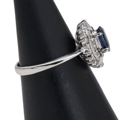 Pt900 プラチナ サファイア0.90ct ダイヤ0.35ct リング 指輪 レディース 10号 【中古】