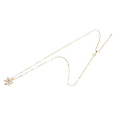 K18YG イエローゴールド ピンクサファイア0.335ct ダイヤ0.23ct 六芒星 ベネチアンチェーン ペンダントネックレス レディース 【中古】