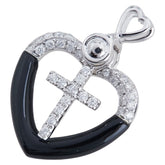 K18WG ホワイトゴールド ダイヤモンド0.22ct ハート クロス 十字架 モチーフ ペンダントトップ レディース 【中古】