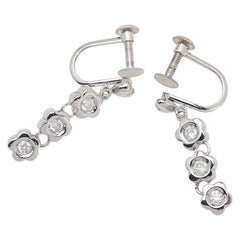 K14WG ホワイトゴールド ダイヤモンド 3P ダイヤ イヤリング レディース 【中古】