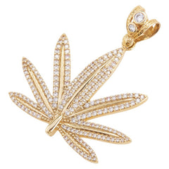 アヴァランチ K10YG イエローゴールド ジルコニア マリファナ リーフ 葉っぱ モチーフ ペンダントトップ レディース AVALANCHE 【中古】