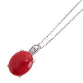 K18WG ホワイトゴールド 珊瑚 ネックレス レディース 【中古】