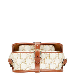 セリーヌ トリオンフ 斜め掛け ショルダーバッグ ホワイト ブラウン PVC レザー レディース CELINE 【中古】