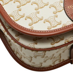 セリーヌ トリオンフ 斜め掛け ショルダーバッグ ホワイト ブラウン PVC レザー レディース CELINE 【中古】