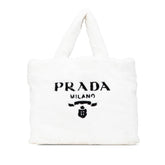 プラダ SPUGNA トートバッグ 1BG130 ホワイト ビアンコ パイル レディース PRADA 【中古】