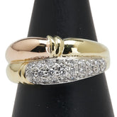 K18YG イエローゴールド Pt900 プラチナ コンビ ダイヤ0.41ct パヴェ リング 指輪 レディース 13.5号 【中古】