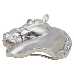 Pt900 プラチナ ダイヤ0.30ct 馬 ホースヘッド ペンダントトップ ブローチ レディース 【中古】