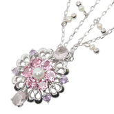 テイクアップ K14WG ホワイトゴールド 淡水パール ダイヤ0.06ct ローズクオーツ ピンクトルマリン ローズクオーツ 花 フラワー ハート モチーフ ペンダントネックレス レディース TAKE-UP 【中古】