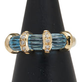 K18YG イエローゴールド ブルートパーズ3.57ct ダイヤ0.12ct リング 指輪 レディース 11.5号 【中古】