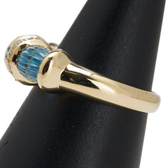 K18YG イエローゴールド ブルートパーズ3.57ct ダイヤ0.12ct リング 指輪 レディース 11.5号 【中古】