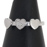 K18WG ホワイトゴールド ダイヤ0.05ct ハート モチーフ リング 指輪 レディース 13号 【中古】