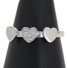 K18WG ホワイトゴールド ダイヤ0.05ct ハート モチーフ リング 指輪 レディース 13号 【中古】