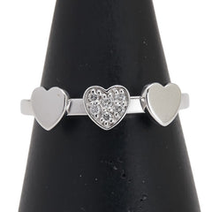 K18WG ホワイトゴールド ダイヤ0.05ct ハート モチーフ リング 指輪 レディース 13号 【中古】