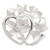 K14WG ホワイトゴールド ダイヤ0.10ct ハート フラワー モチーフ ブローチ レディース 【中古】
