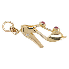 K18YG イエローゴールド ルビー0.25ct ダイヤ ハイヒール モチーフ ペンダントトップ レディース 【中古】