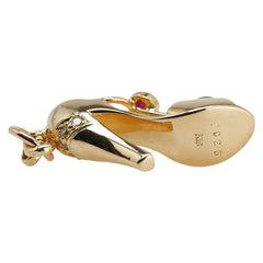 K18YG イエローゴールド ルビー0.25ct ダイヤ ハイヒール モチーフ ペンダントトップ レディース 【中古】