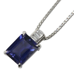 Pt900 プラチナ Pt850 プラチナ アイオライト2.03ct ダイヤ0.07ct ペンダントネックレス レディース 【中古】