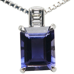 Pt900 プラチナ Pt850 プラチナ アイオライト2.03ct ダイヤ0.07ct ペンダントネックレス レディース 【中古】