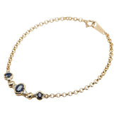 K18YG イエローゴールド サファイア1.18ct ダイヤ0.12ct チェーン ブレスレット レディース 【中古】