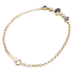 K18YG イエローゴールド サファイア1.18ct ダイヤ0.12ct チェーン ブレスレット レディース 【中古】