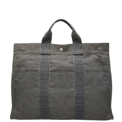 エルメス エールライン トートMM ハンドバッグ トートバッグ グレー ブラック キャンバス レディース HERMES 【中古】