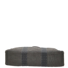 エルメス エールライン トートMM ハンドバッグ トートバッグ グレー ブラック キャンバス レディース HERMES 【中古】